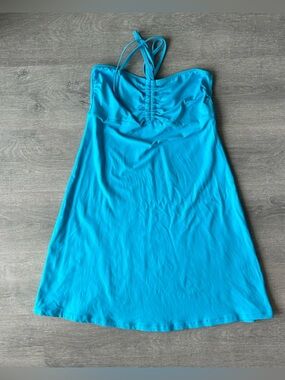 Y2K Cyan Blue Babydoll Swim Dress Sleeveless🦋